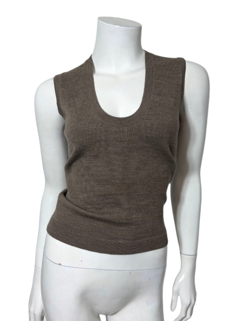 Reformation Marta Regenerative Merino Wool Sweater Tank Top XS Brown Cocoa Scoop